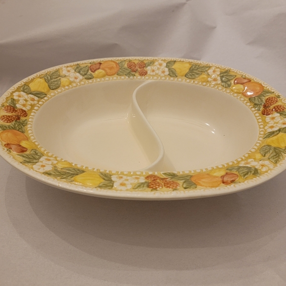 MCM 1960'S Vernon Ware Della Robbia Poppytail Divided serving bowl by Metlox 12" - Picture 3 of 6